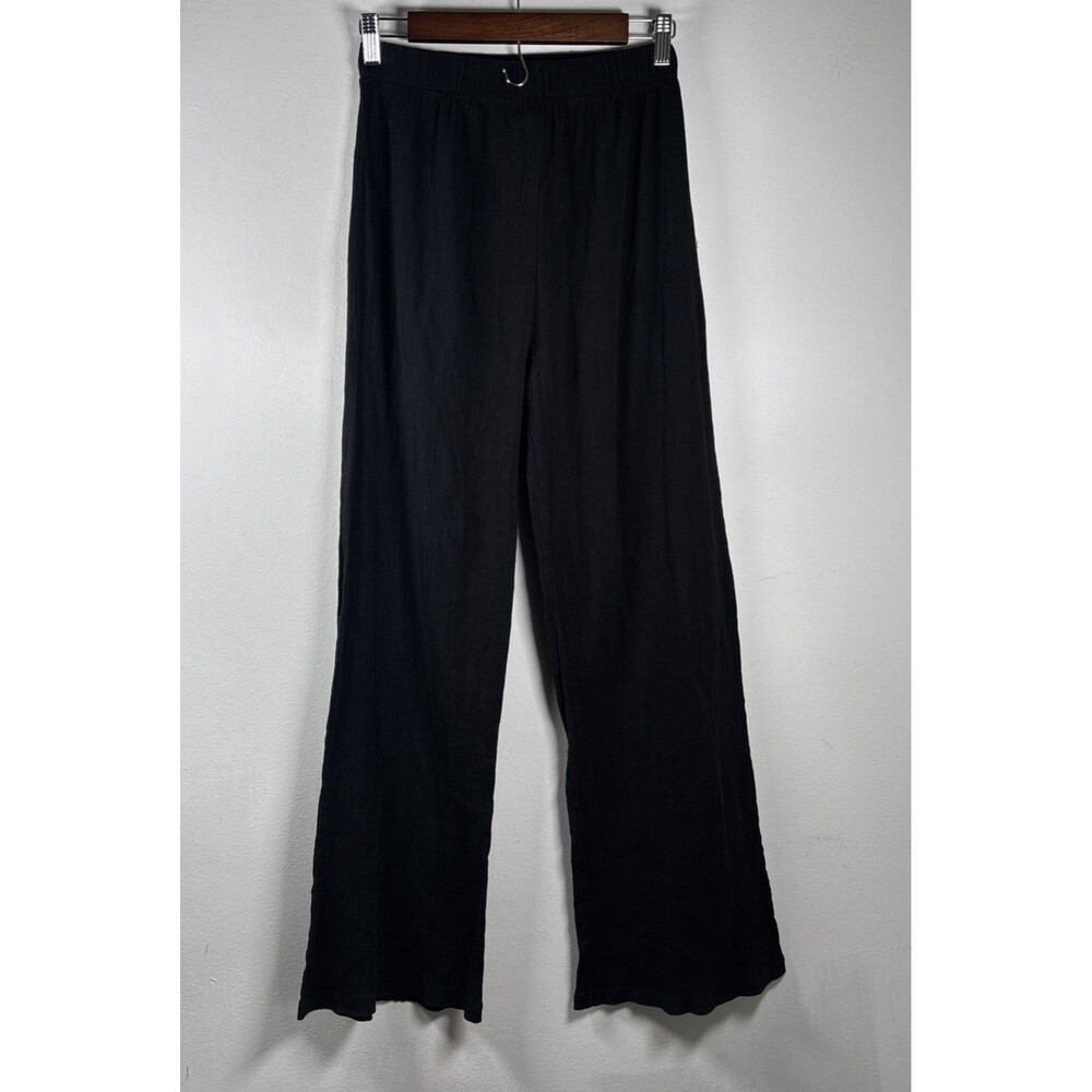 Nasty Gal Collection Black Ribbed Wide Leg Lounge Pants Women’s US 6 Y2K Casual